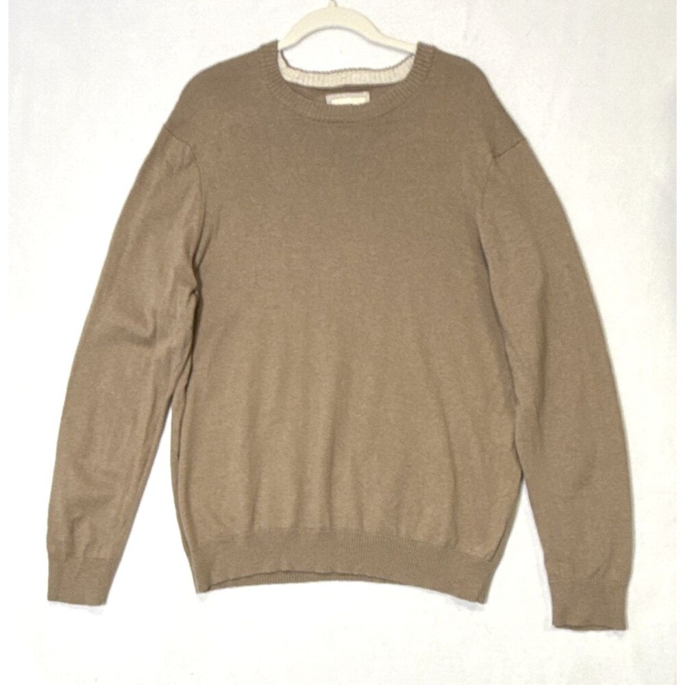 Old Navy Men's Sz XL Brown Knit Crewneck Sweater Cotton/Cashmere Classic Preppy